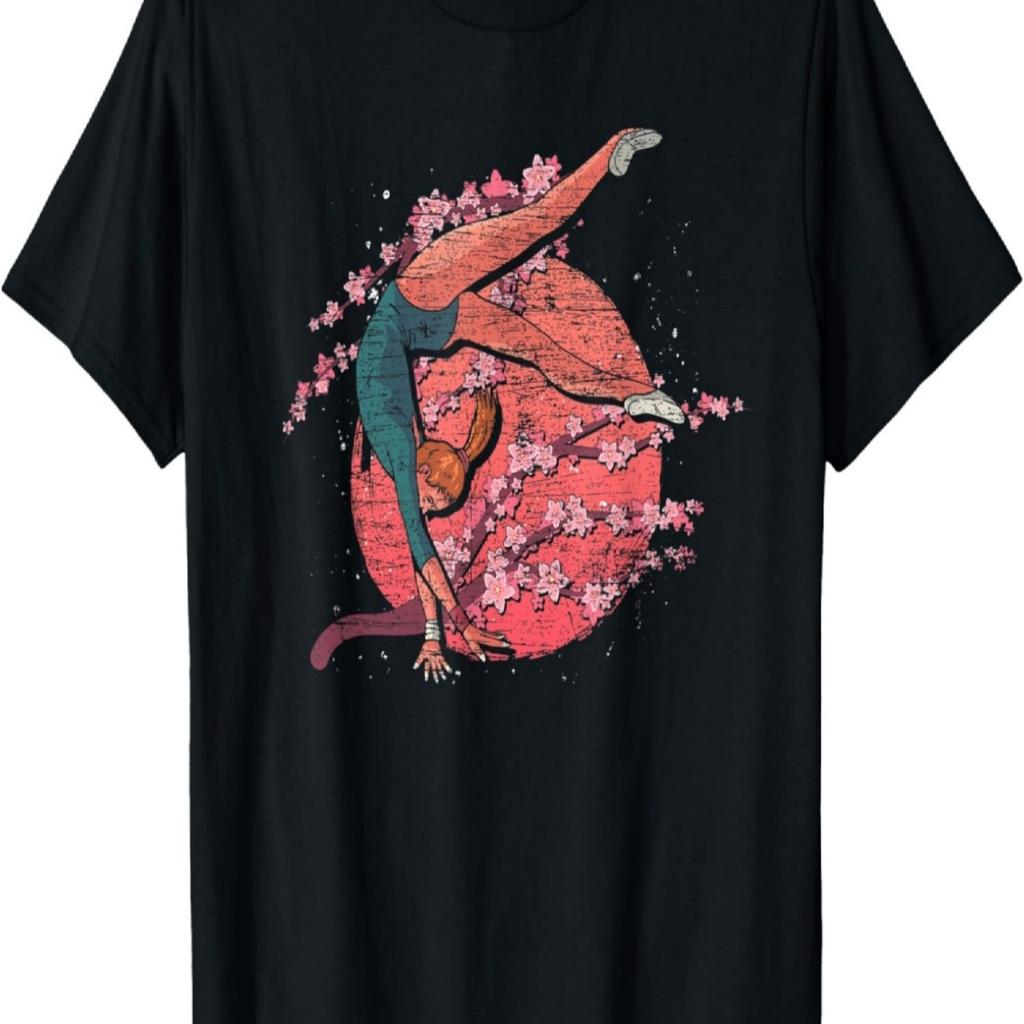 Sakura Gymnastics Lover Cherry Blossom Acrobatic Gymnast T-Shirt(1)