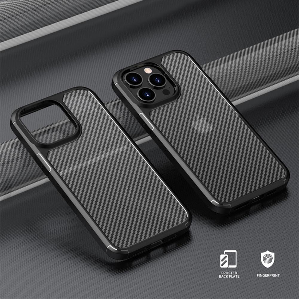 For iPhone 15 Pro Case Carbon Fiber Texture Anti-Scratch TPU+PC Back Cover
