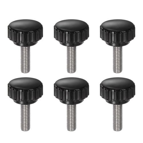 uxcell 6pcs M6 X 20mm Knurled Knobs, Clamping Knobs, Metric 304 Stainless Steel Female Thread Thumb Screw-On Type, 22mm Plastic Round Head Thread Hand