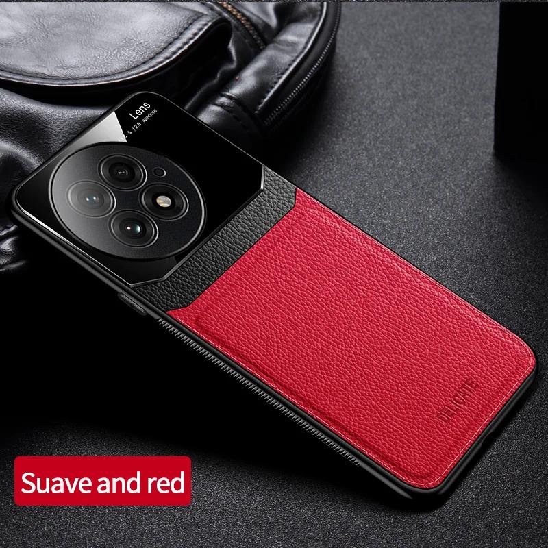 EUCAGR Acrylic PU Leather Case For Oneplus 13 13T 12 11 9R 8T 8Pro Camera Protect Phone Back Cover for Oneplus 13 Frame Coque