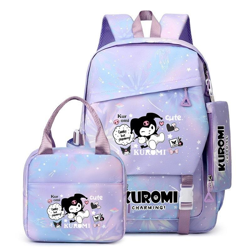3-teiliges Schulrucksack-Set für Schüler Große Kapazität Oxford-Stoff Schultasche mit Schultergurt und Federmäppchen