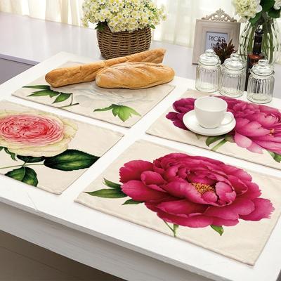 Flower Pattern Placemat Washable Botanical Place Mat for Home Party Dining Tables Wedding Kitchen Banquets Decor