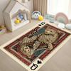 Red Background Playing Card Leopard Rug Carpet Mat Non-Slip for Living Room Bedroom Retro Home Decor