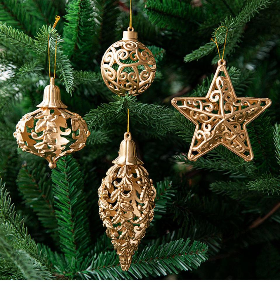 Gangheng Gold Star Pendant and Irregular-Shaped Christmas Tree Ornaments Set