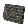 Indenya Inden Bifold Wallet with Box-Shaped Coin Purse, Deerskin, Shirabe Lily of the Valley Pattern, Black with Beige Lacquer and Pearl White