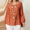 New Summer Women's Doll Shirt Loose Top Lantern Sleeves Imitation Cotton and Linen Shirt