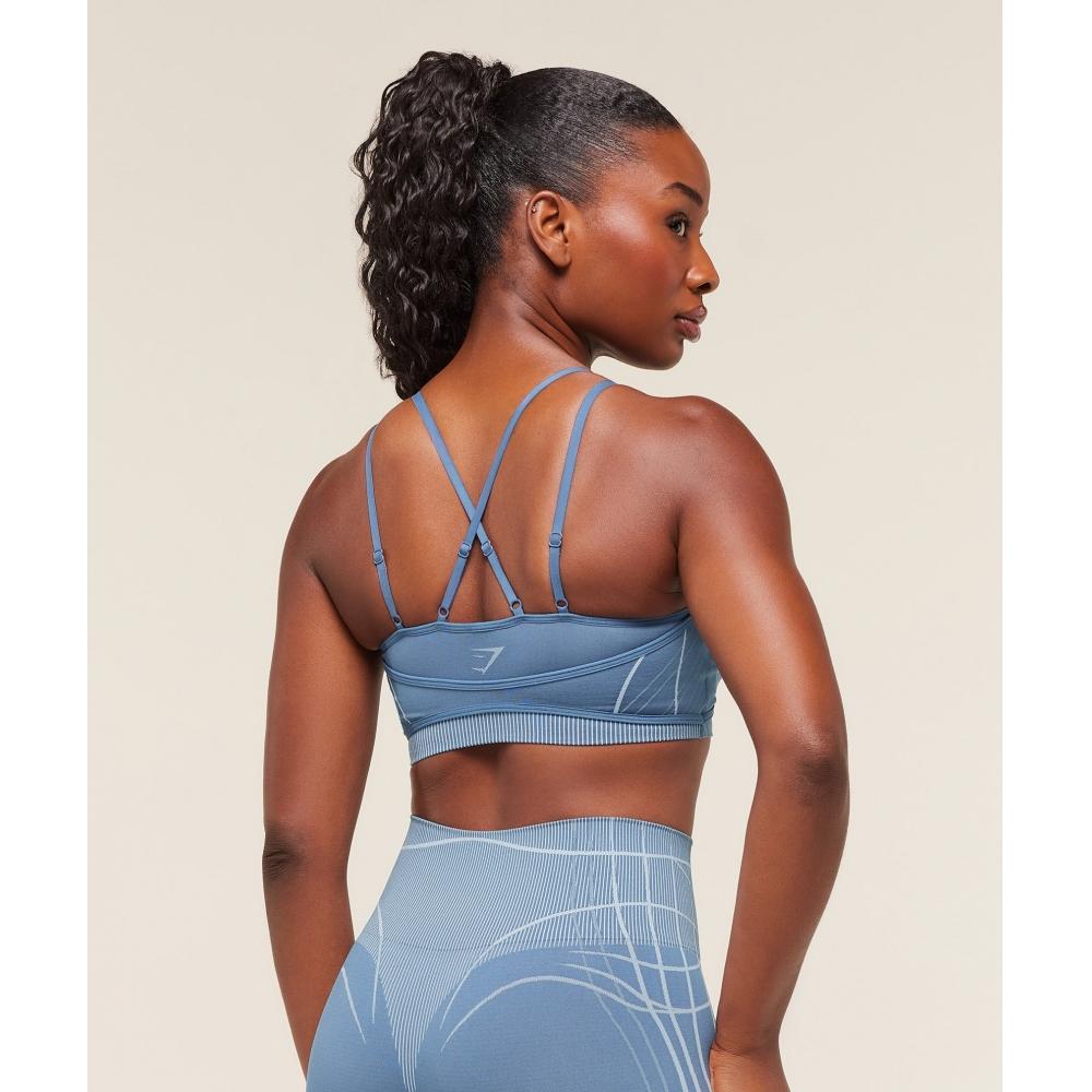 Gymshark Apex Seamless Strappy Sports Bra Worn Blue Gentle Blue B3b3k Uds3