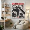 Berserk Guts Manga Tapestry Kentaro Miura Anime Wall Hanging Black  White Grimdark Decor for Bedroom Dorm