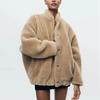 Giubbotti bomber in pile per donna autunno inverno caldo in lana peluche cappotti con collo alto manica lunga con tasche nuovi capispalla