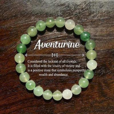 Bracciale elastico fatto a mano con perline di avventurina in pietra naturale.