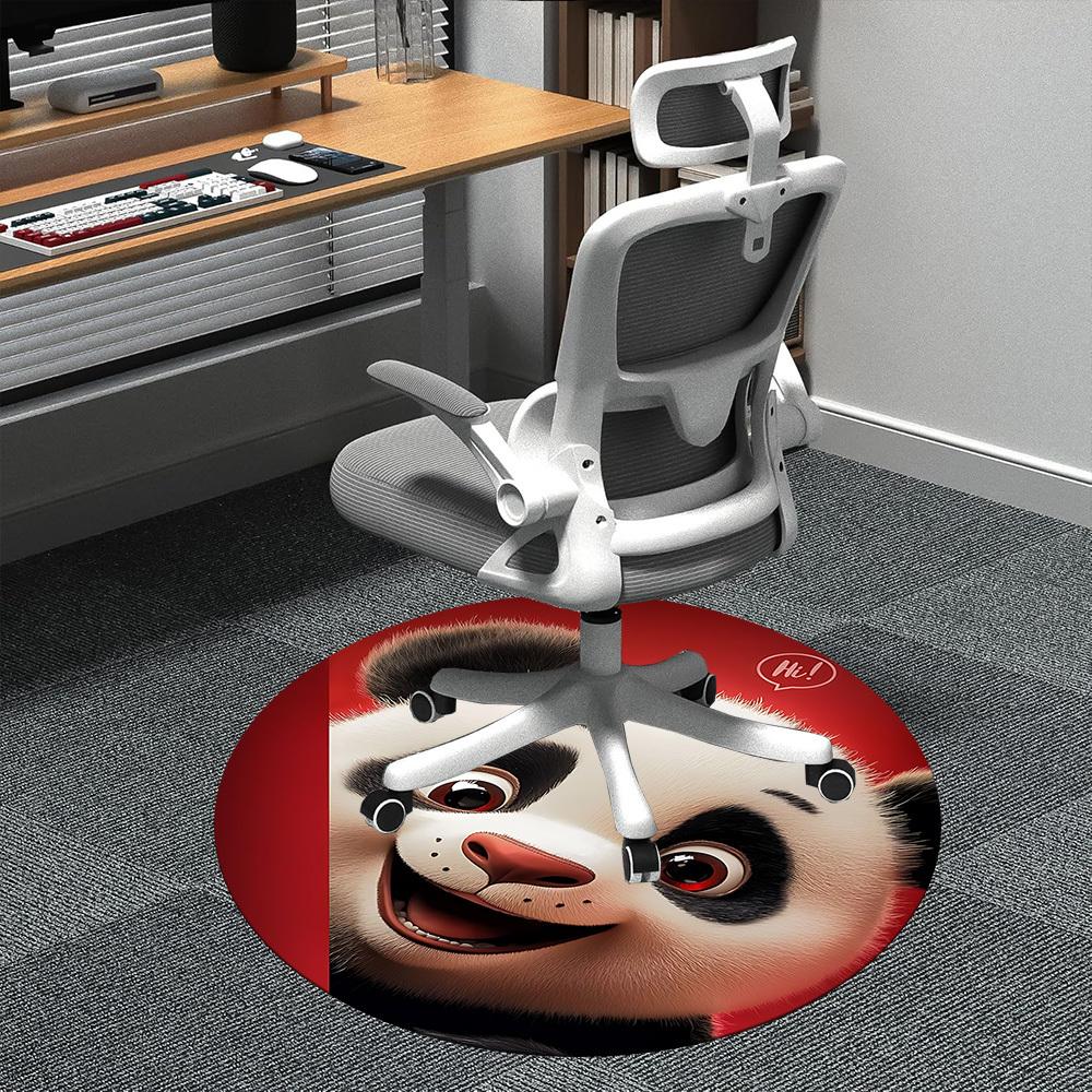 1PC Panda Smile Office Round Area Rug,  Mat Suitable ForOffice, Under Office Chairs Bedroom Living Room Home Decor, Room Deco