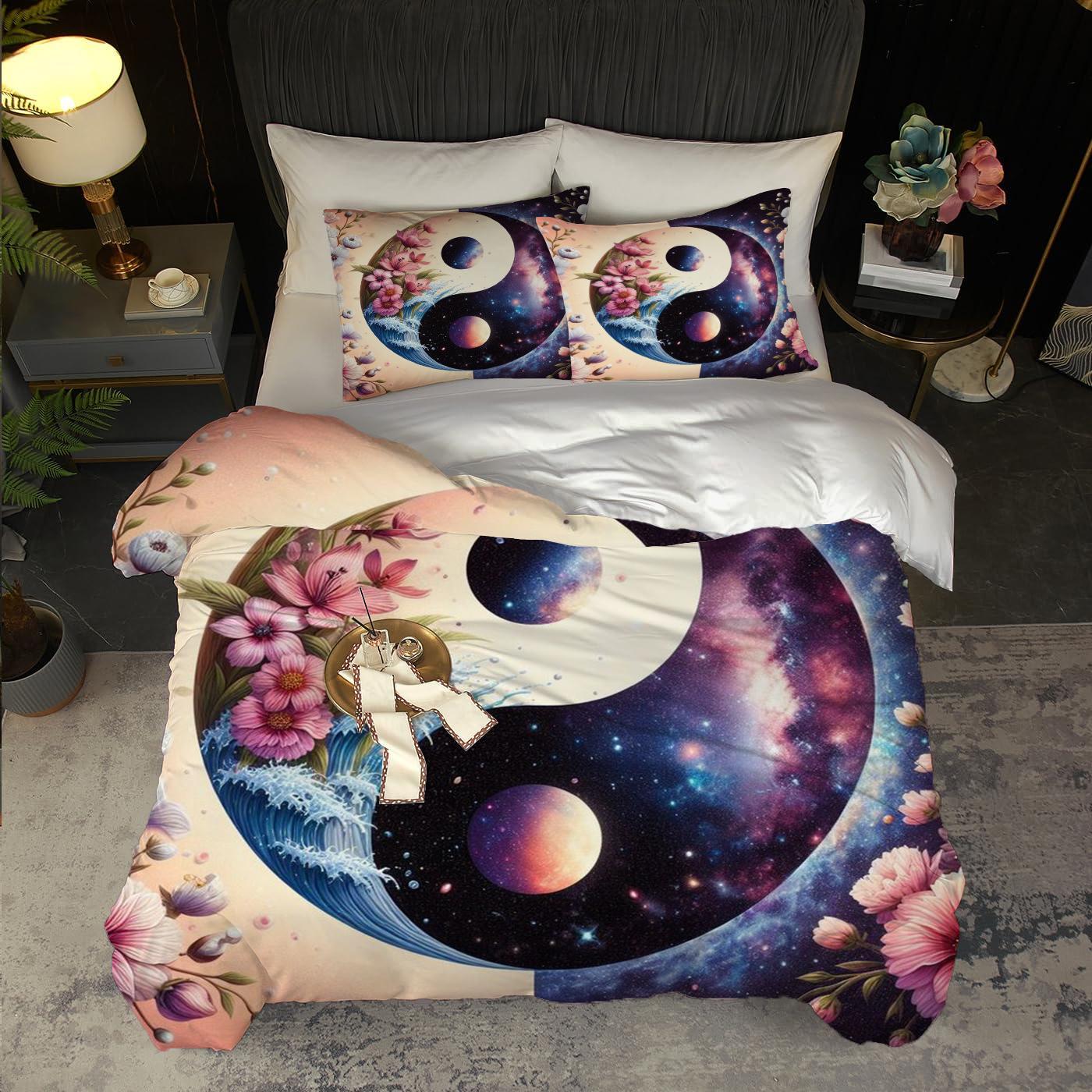 

Tai Chi Pattern 3D Printed Down Duvet Cover Set, Soft And Comfortable Bedding Set, Duvet Cover Pillowcase Set 135x200cm 2pcs