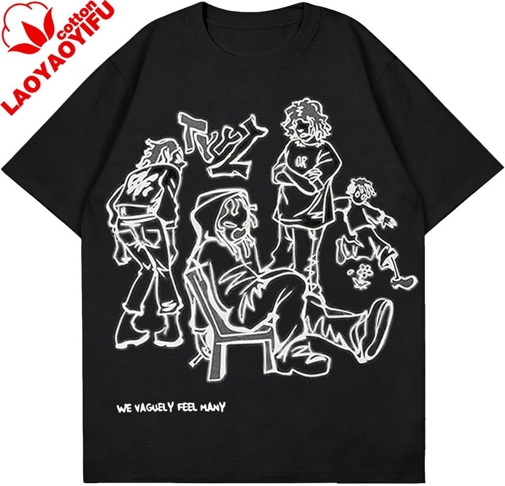 Unisexs Graphic Tshirt Oversized Creative Graffiti Short Sleeve Printed Shirts Summer Casual Funny Rapper Streetwear Y2k T Shirt