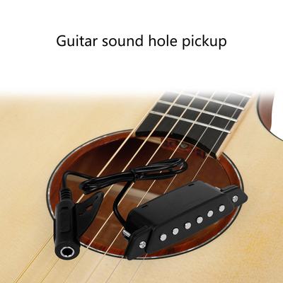 Black Guitar Soundhole Pickup Magnetic Soundhole Pickup for Acoustic Guitar with End Pin Buckle and Screwdriver