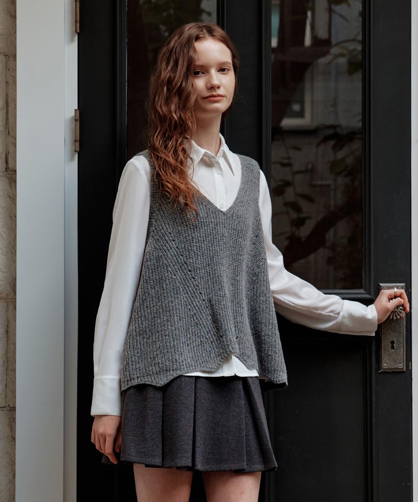 ZEROSTREET Fore V-Neck Wool Vest / Gray