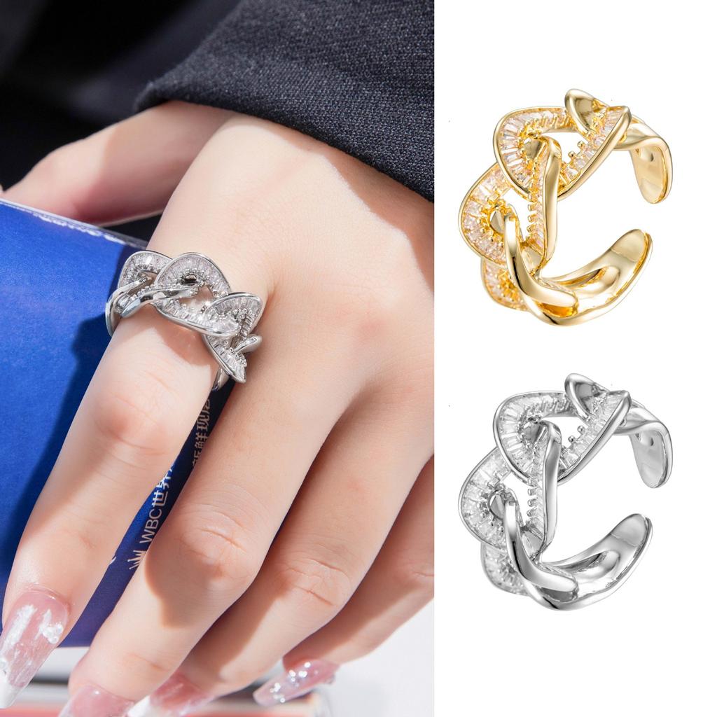 New chain shaped light luxury cool style European and American niche ring exquisite personality fashionable versatile open ring