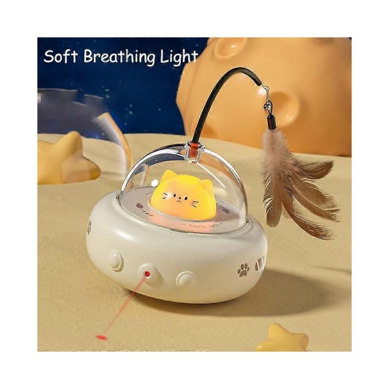 Neues Smart Teaser Katzen Spielzeug Elektrischer UFO Katzen Teaser Stock mit Glocke Training Haustier Spielzeug Austauschbare Feder Interaktives Katzen Zubehör