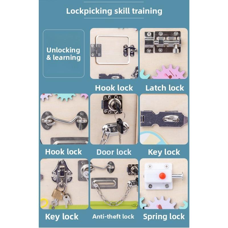 Wooden Lock Picking Busy Board Learning Toy For Toddlers Educational Play Gift