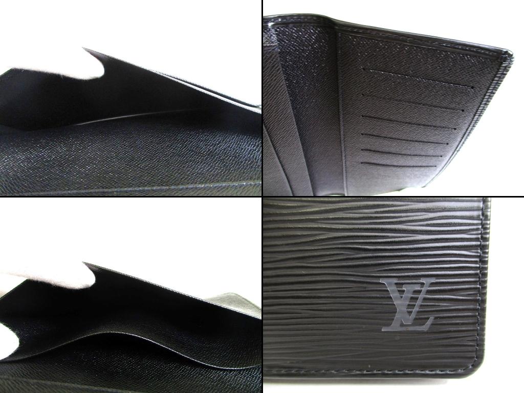Authentic LOUIS VUITTON Epi Black Leather Flap Bill Wallet Porte Credit #b277  Open box