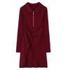 Autumn Chic Waist-Cinched Slimming Dress with Hip-Hugging Polo Skirt
