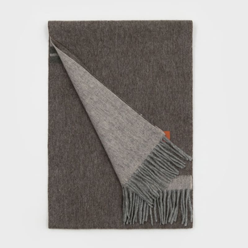 RECLOW 100% Wool Two-Tone Brown Color Block Muffler