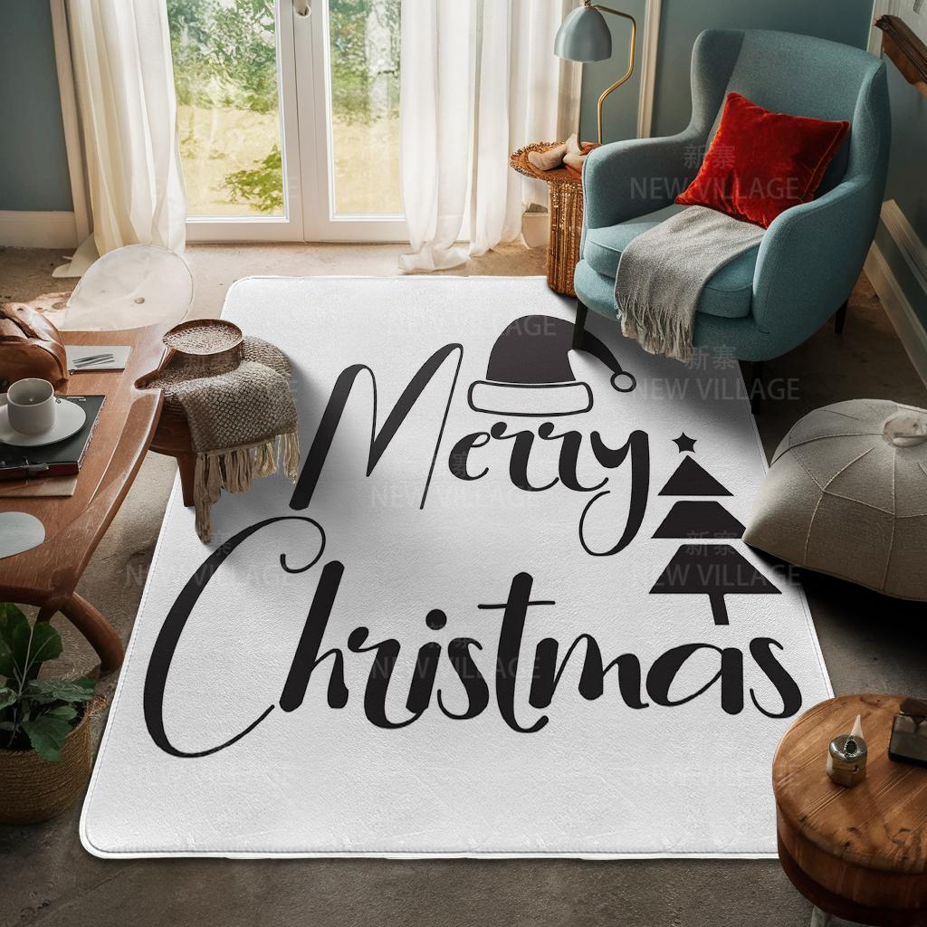 House Entrance Carpet Home Door Mat Living Room Bath Foot Bathroom Non-slip Water Absorption Rugs Bath Merry Christmas Winter