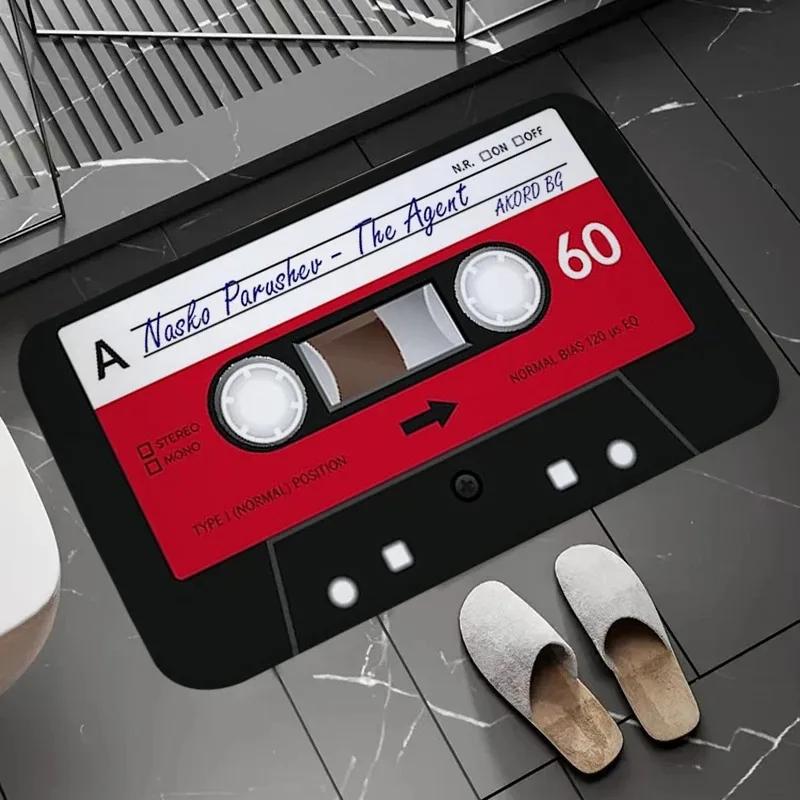 Retro kazetová páska Koupelnové předložky Super savý koupelnový koberec Vstup do domu Vítejte Protiskluzová rohožka Křemelina Koberec do kuchyně
