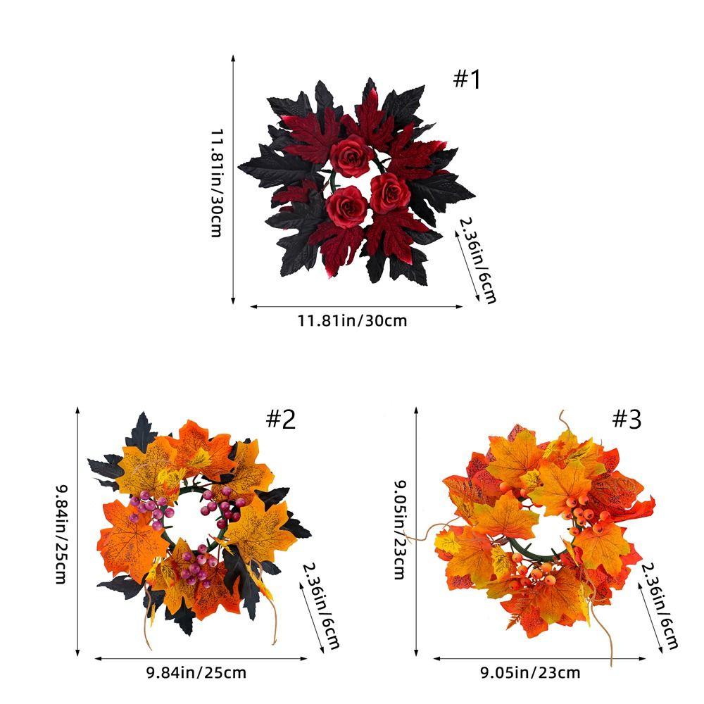 Realistic Maple Leaf Rose Candle Ring Reusable Artificial Vines  Halloween Decor Gifts