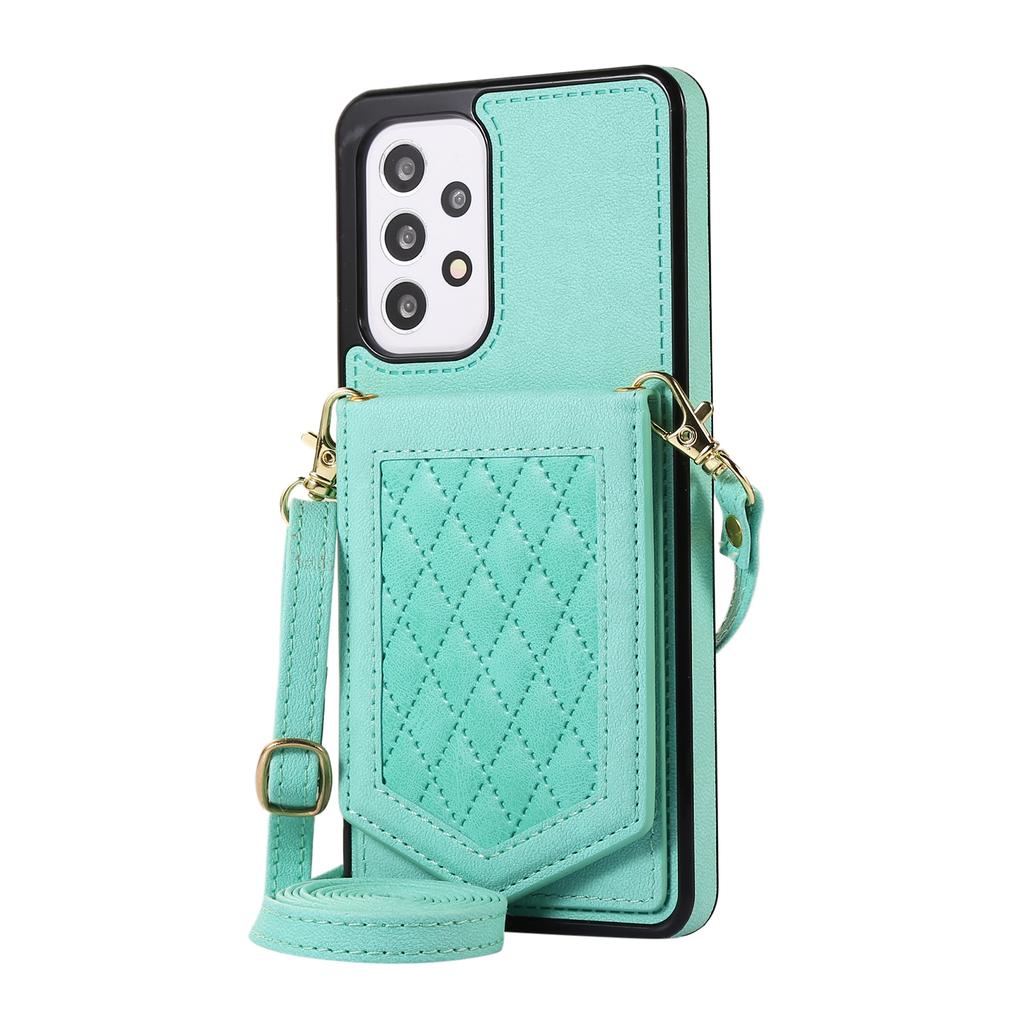 RFID Crossbody Mirror Lanyard Wallet Cards Holder Leather Case for Samsung S22 Ultra S21 Plus S23 S20fe A53 A13 A52S Stand Cover