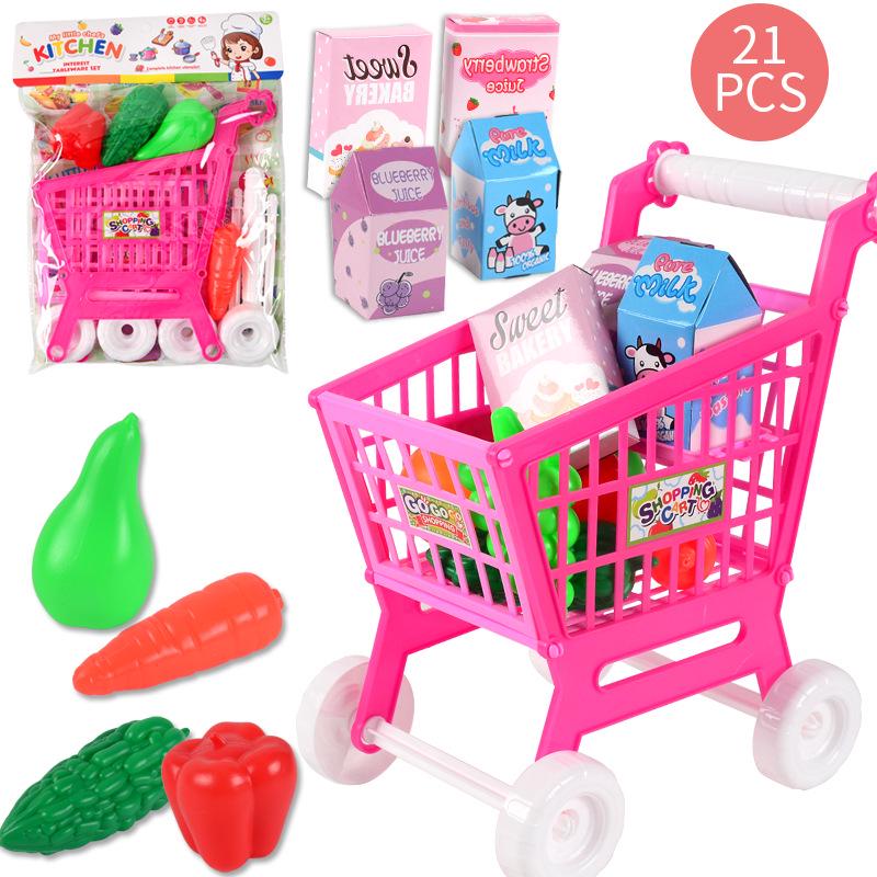 Children s Shopping Cart Toy - Role-Playing Educational Hand-Push Trolley for Boys and Girls
