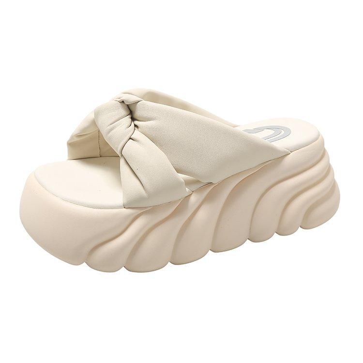 

7Cm thick-soled slippers women s summer outer wear heightening muffin-soled sandals 2025 new fairy wind going out women s sandals 39