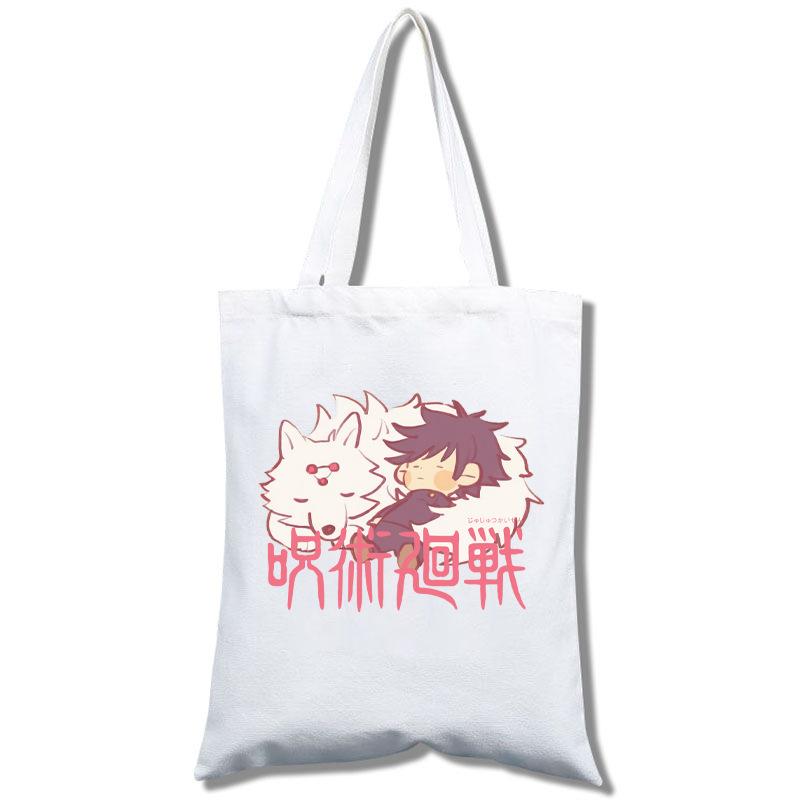 Spell Return Jujutsu Kaisen Shopping Mobile Phone White Canvas Handheld Messenger Bag