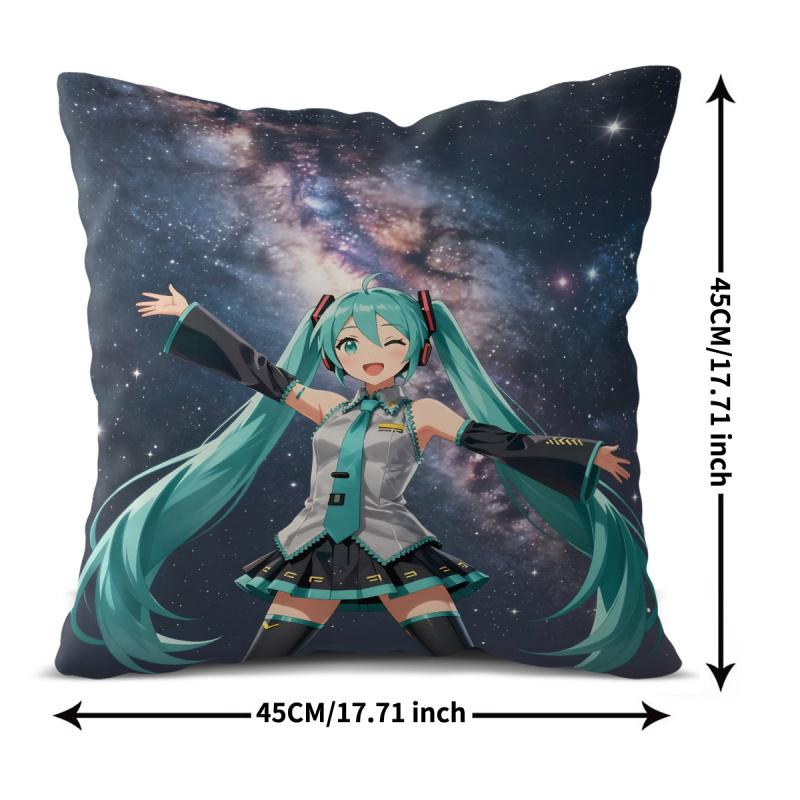 Hatsune Miku Galaxy Throw Pillow, 18.18 Inch Cushion, Accent Pillow, Includes Pillow Core, Hd Print For Sofa Bed Room