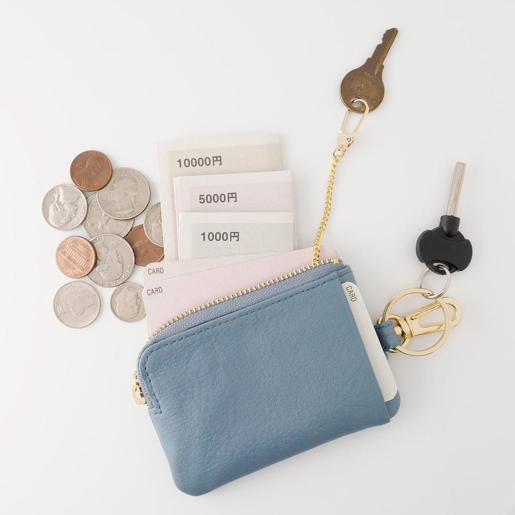 OSL Key Pouch TP Gold Genuine Leather Storage Small Item Case Smart Key Compatible with Carabiner Hook Slip-on A-OSL-2901 Card/Key