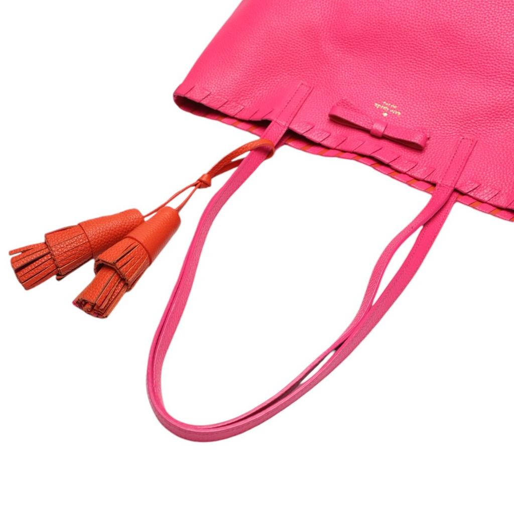 Kate Spade Tote Bag Leather Shoulder Bag with Tassel Leather Pink Used