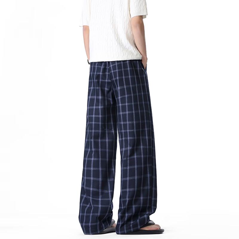 MAYBEYOND Men's Summer Stylish Plaid Straight-Leg Pants