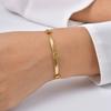 Women'S Fashion Stainless Steel Blade Chain Flower Bracelet 18K Gold Wind Jewelry Br-2746