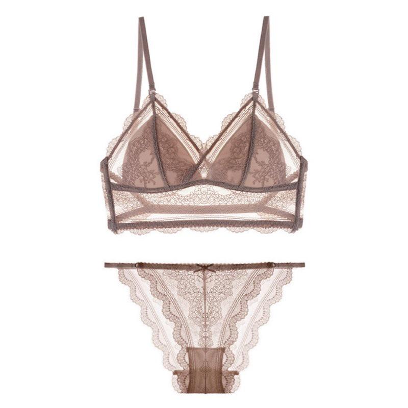 "Set Bralette a Triangolo in Pizzo a Forma di U - Sexy Reggiseno Sottile Senza Ferretto"
