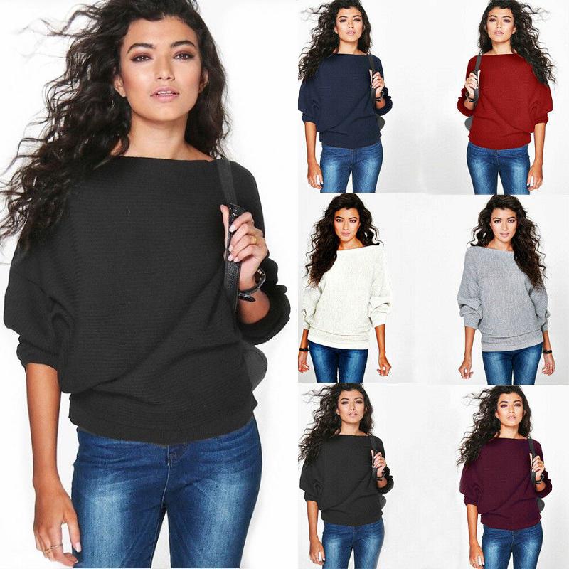 Sleeve Womens Long Baggy Ladies Pullover Top Knitted Oversized Sweater Jumper