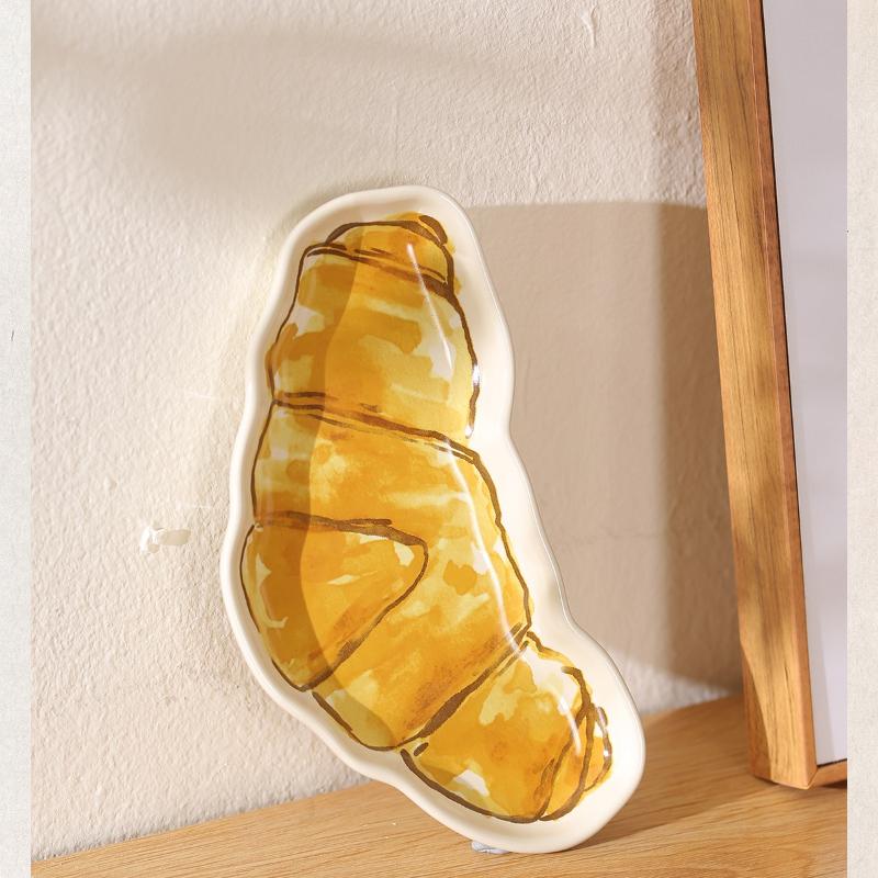 Cute Bread Shaped Ceramic Plate Seasoning Serving Dish Spice Snack Plates Fruit Sushi Bowl Kitchen Tableware Accessories
