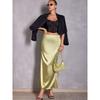 Primavera Estate Sottogonna in Seta Simulata Sottogonna in Raso per Donna Casual Colore Ding Bun Gonna Fianchi