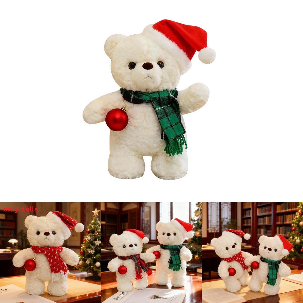 Plush Polar Bear Doll With Scarf And Hat Decor For Childrens Holiday Gifts And Collectors