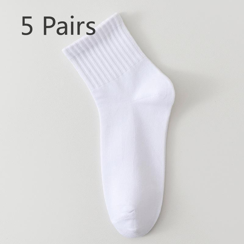 5 Pairs of Men's Autumn Cotton Sweat Absorbing Breathable Deodorizing Tube Socks