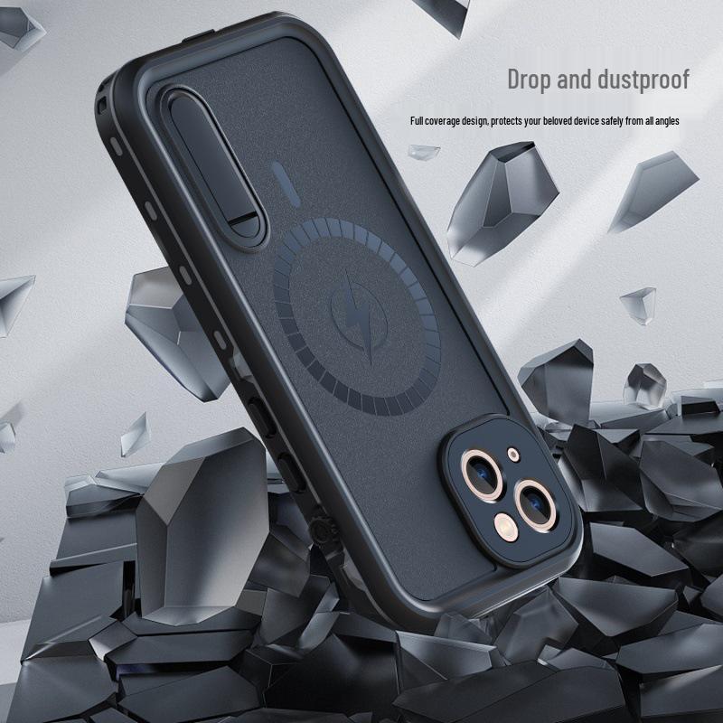 Red Pepper Waterproof Magnetic Phone Case for iPhone 13 - Outdoor Diving & Cycling