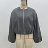 European & American Women's Soft Round Neck Bomber Jacket - New Autumn/Winter Collection