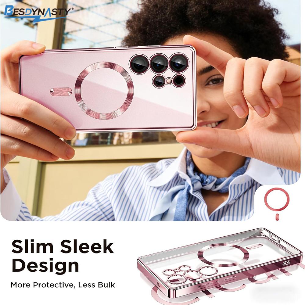 S26Ultra Magnetic For Magsafe Case For Samsung Galaxy S26 S25 Edge S24 S23 FE Ultra Plus S26+ Soft Clear Plating Silicone Shell