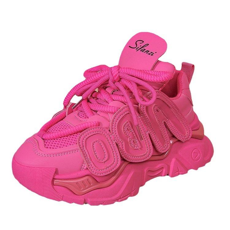 Super soft thick-soled heightening shoes women's spring mesh new versatile sports running women's shoes