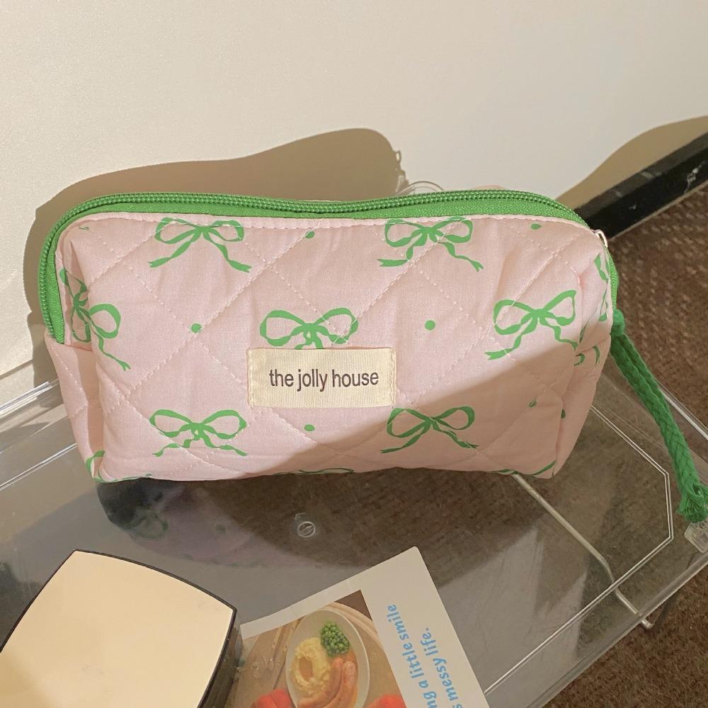 Bowknot Quilted Makeup Bag Multi-function Stationery Storage Bag Makeup Accessory