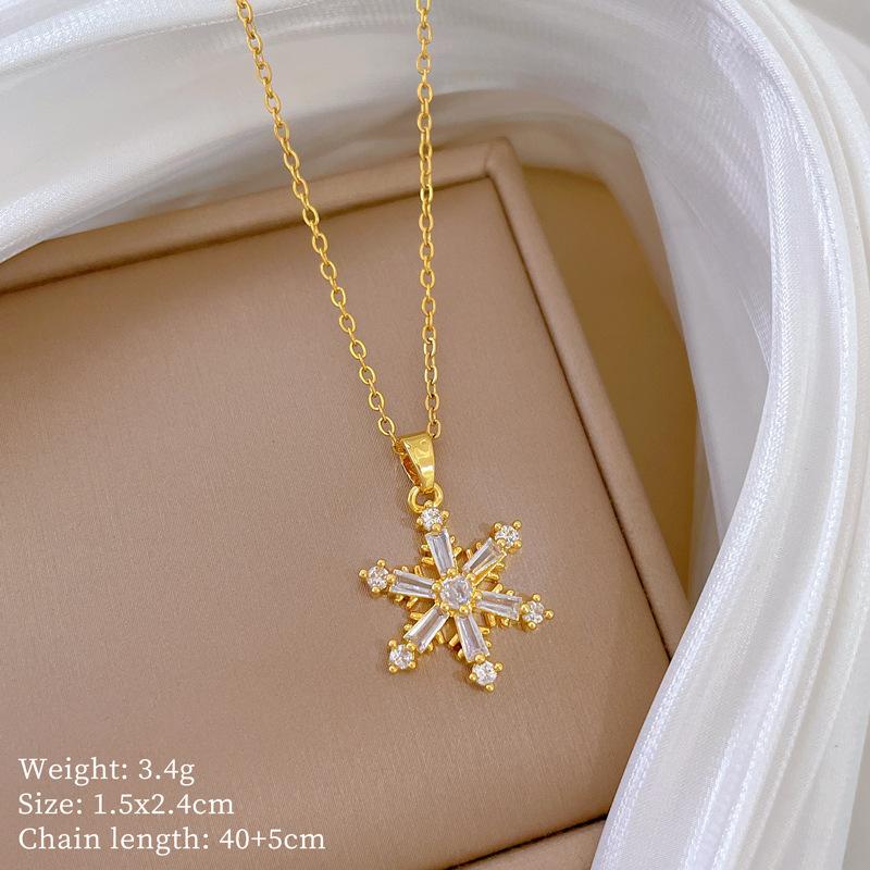 Multi-Element Style Copper Micro-Inlaid Necklace Combination Female Real Gold Electroplated Exquisite Collarbone Chain