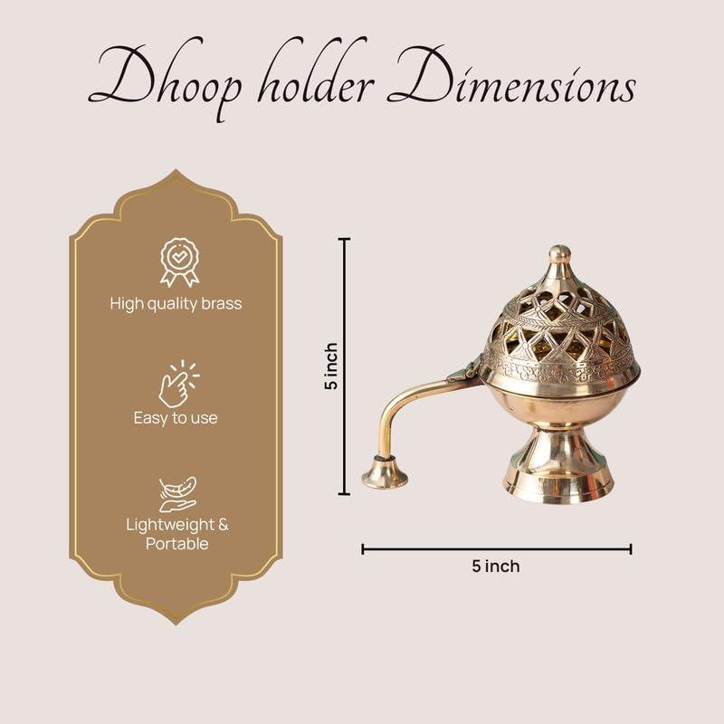 Räucherkessel, Messing Dhuna Loban Brenner (5 Zoll, Golden),  Nestroots